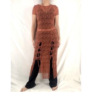 Sheer Lace Boho Dress L Indie Festival Fairy Grunge Whimsigoth Coquette Layering